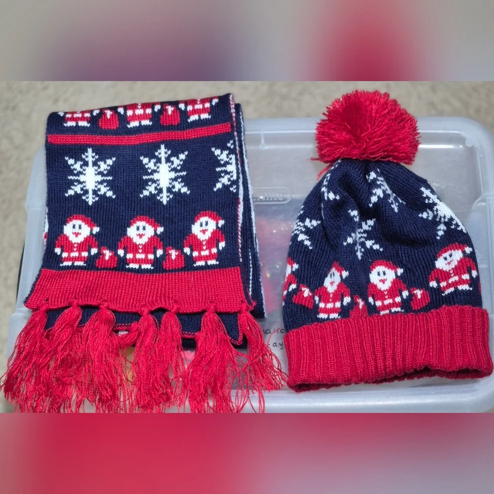 It's Our Time Knit Christmas Beanie Hat with The Scarf Set-One Size - Juniors